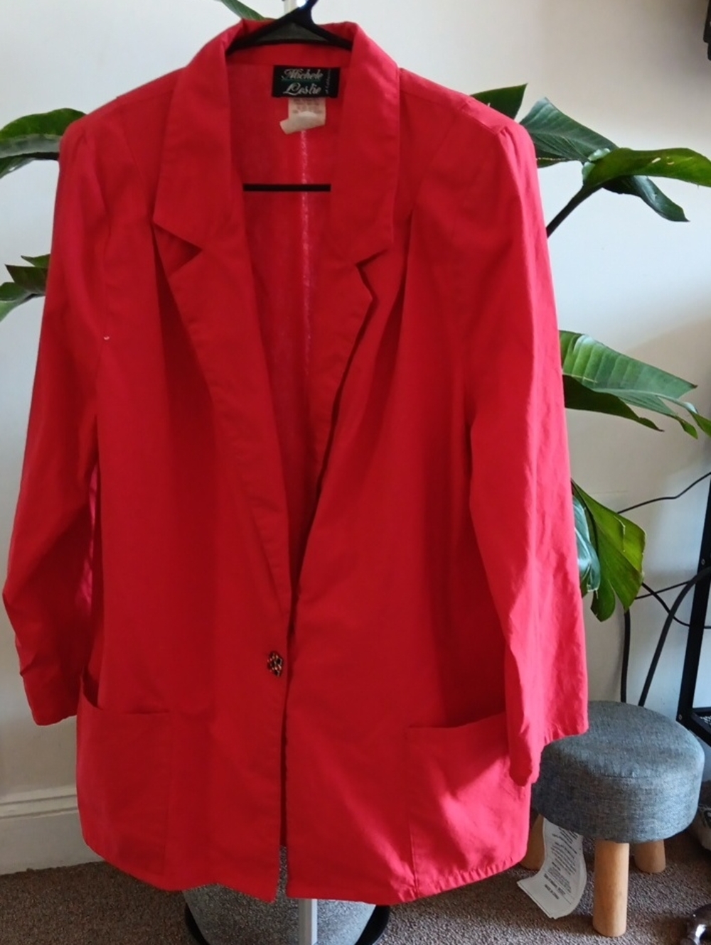 Michele Leslie Red Blazer Jacket Size 16